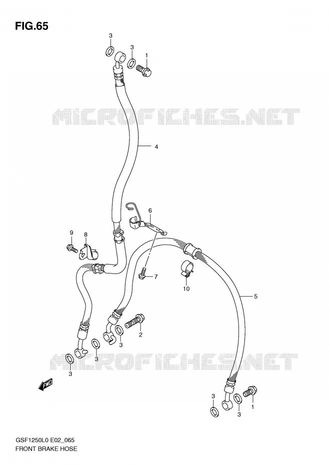 FRONT REMSLANG (GSF1250L0) Suzuki MOTO 1250 BANDIT 2010  GSF1250AL0(E2)