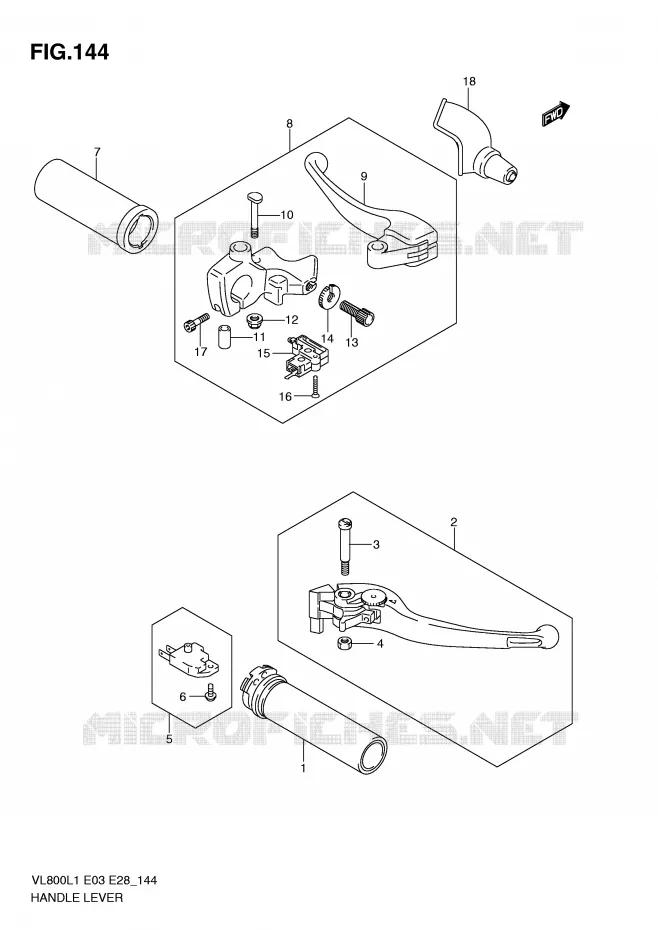 HANDGRIPS - LEVERS Suzuki MOTO 800 VOLUSIA 2011  VL800L1(E3/E28)