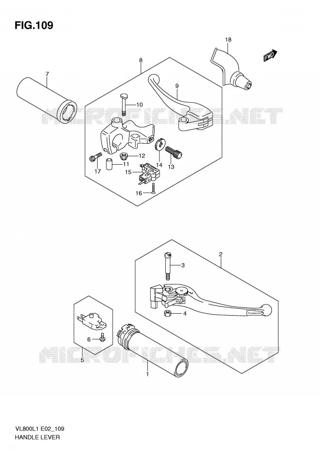 HANDGRIPS - LEVERS Suzuki MOTO 800 VOLUSIA 2011  VL800UEL1(E2)