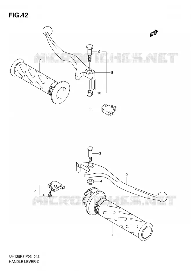HANDGRIPS - LEVERS Suzuki SCOOTER 125 BURGMAN 2007  UH125K7(P2)