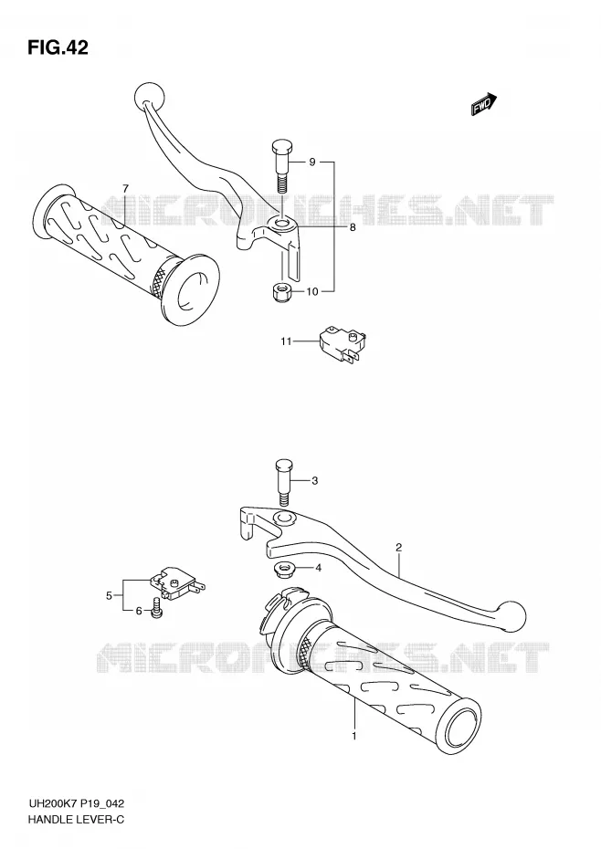 HANDGRIPS - LEVERS Suzuki SCOOTER 200 BURGMAN 2007  UH200K7(P19)