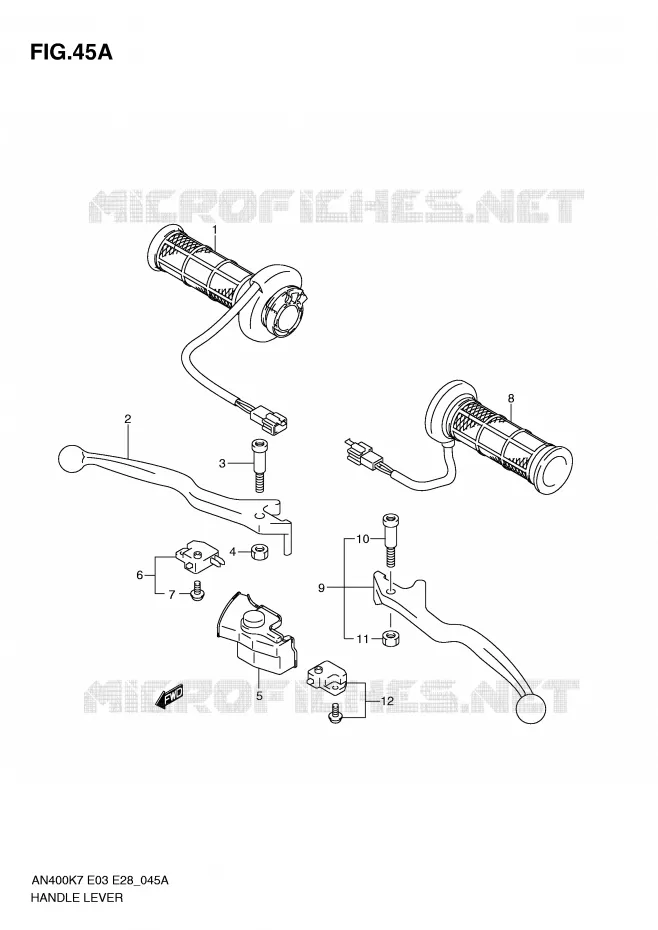 HEFBOMEN - HANDGRIPS (AN400ZA) Suzuki SCOOTER 400 BURGMAN 2010  AN400ZAL0(E3/E28)