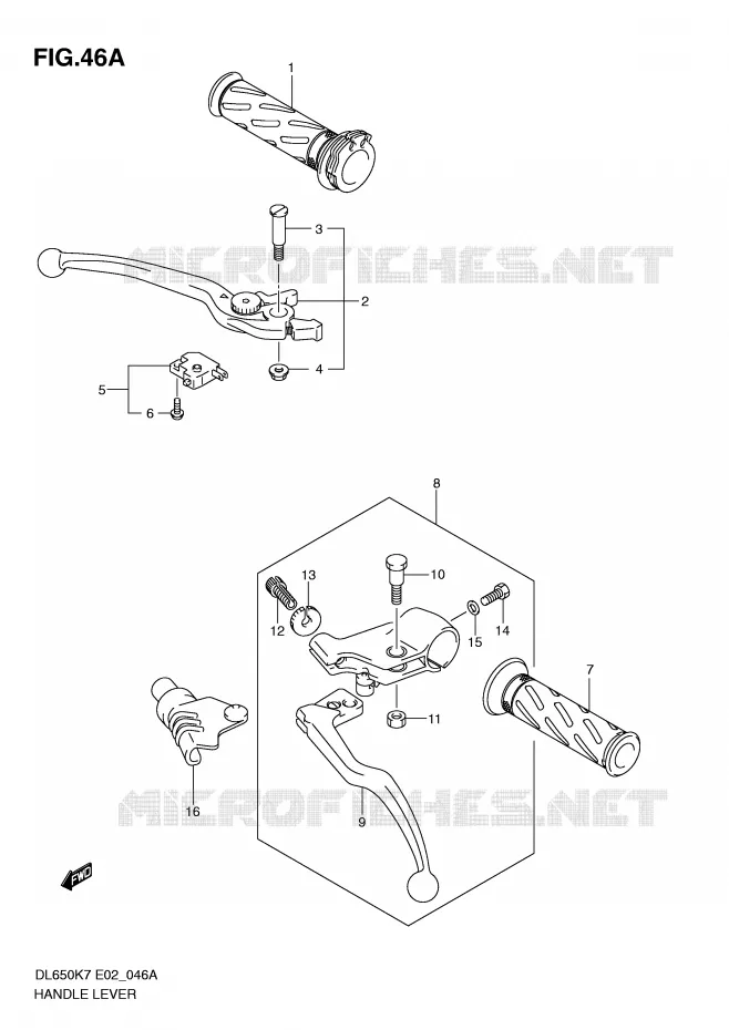 HEFBOMEN - HANDGRIPS (MODEL K9 E2,E19,E24) Suzuki MOTO 650 V-STROM 2007  DL650U3K7(E2)