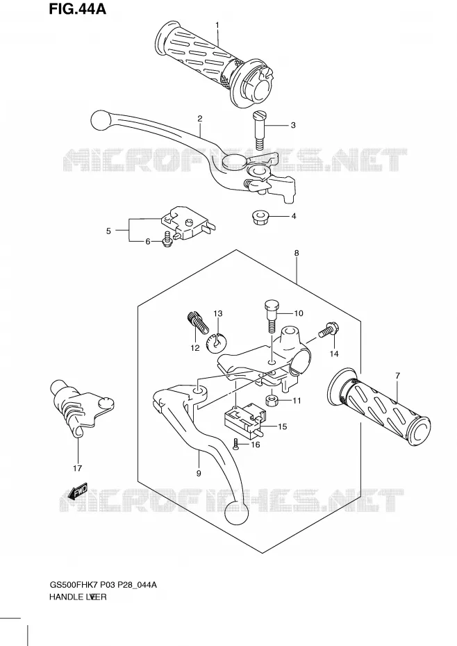 HEFBOMEN - HANDGRIPS (MODEL L0) Suzuki MOTO 500 GS-E 2008  GS500HK8(P24)