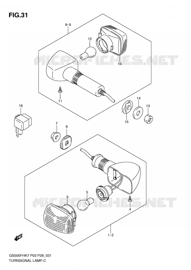 INDICATOREN (GS500FH P3, P28, P33, P95) Suzuki MOTO 500 GS-F 2007  GS500FHK7(P3)