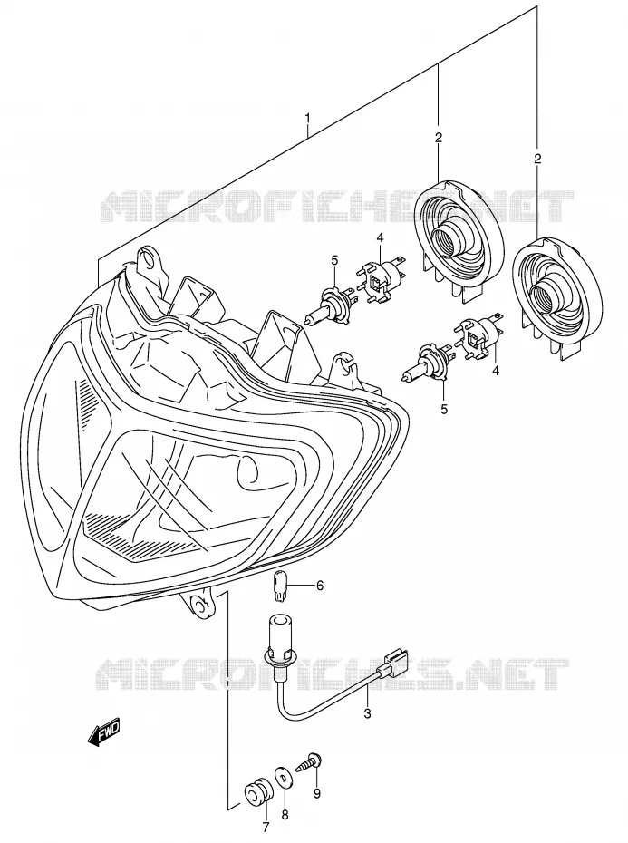KOPLAMP (E2,E19,E54,P37) Suzuki MOTO 750 GSX-R 2001  GSX-R750U2K1(E2)