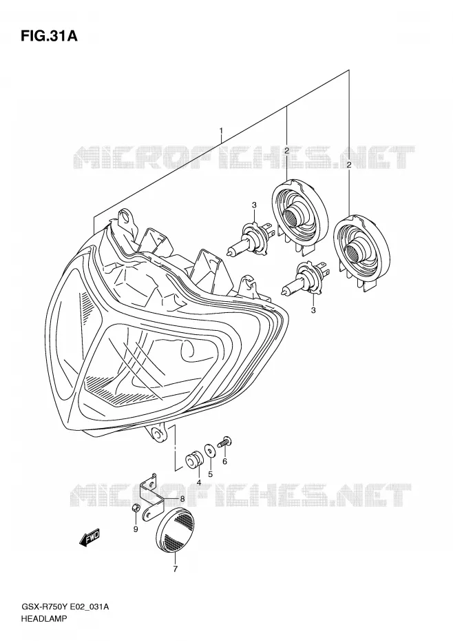 KOPLAMP (MODELE K2/K3 E24) Suzuki MOTO 750 GSX-R 2000  GSX-R750U2Y(E2)