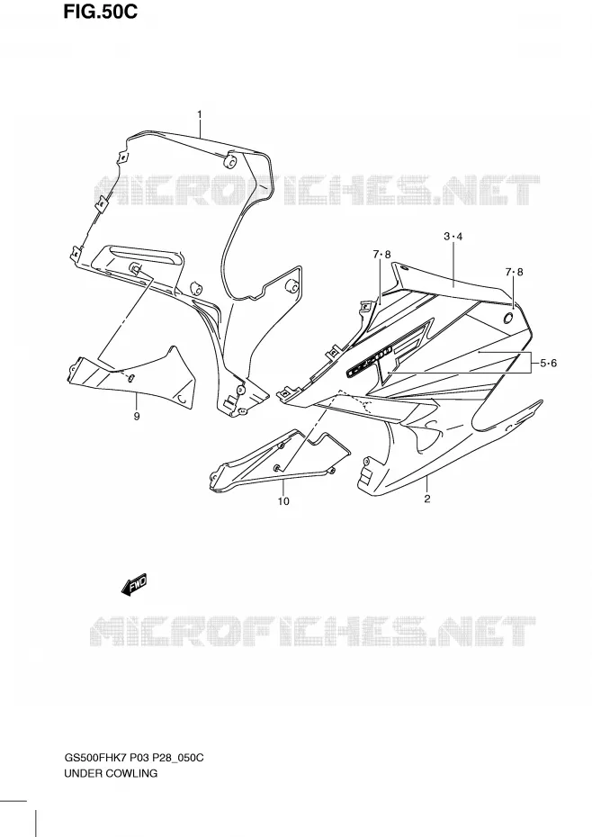 ONDER COWLING  (GS500FHL0) Suzuki MOTO 500 GS-E 2010  GS500HL0(P3)