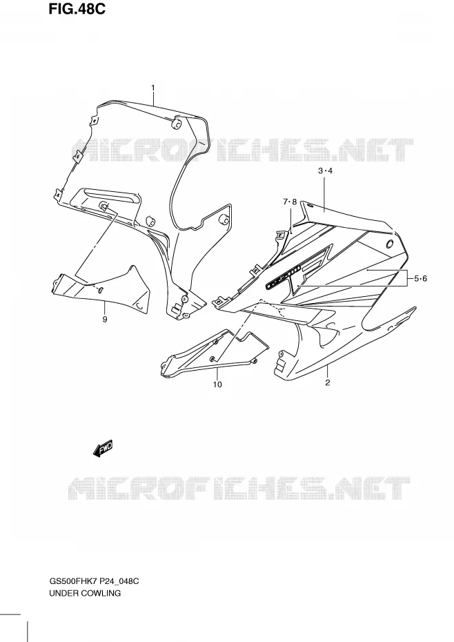 ONDER COWLING  (GS500FHL0) Suzuki MOTO 500 GS-F 2009  GS500FHK9(P24)