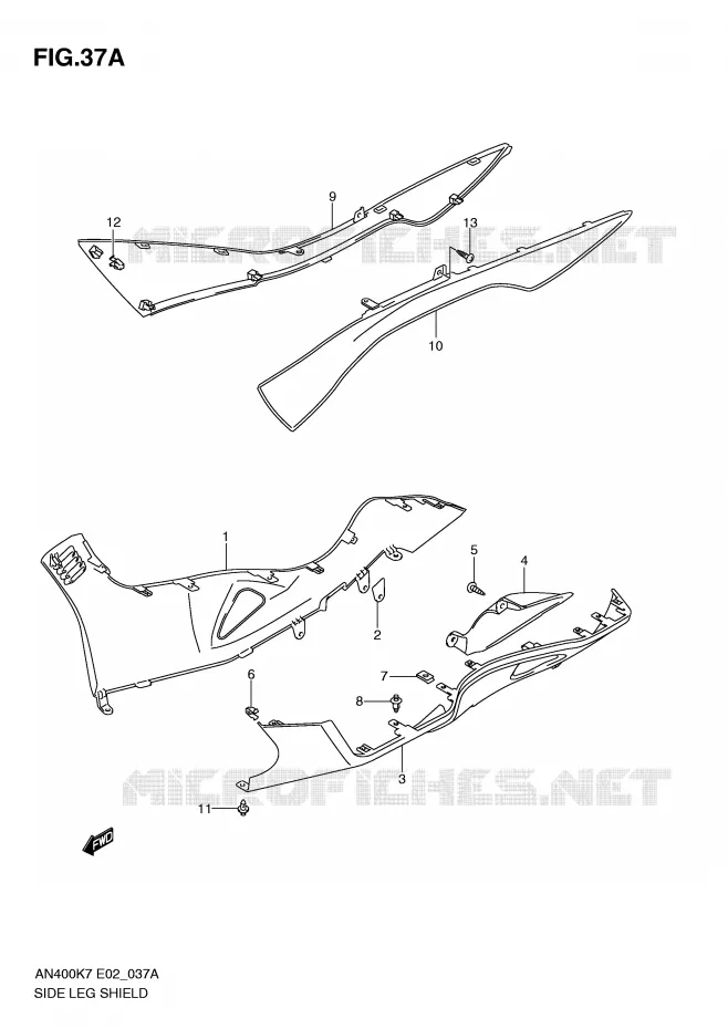 ONDERAANKLEDING (MODEL K9) Suzuki SCOOTER 400 BURGMAN 2008  AN400ZK8(E2)