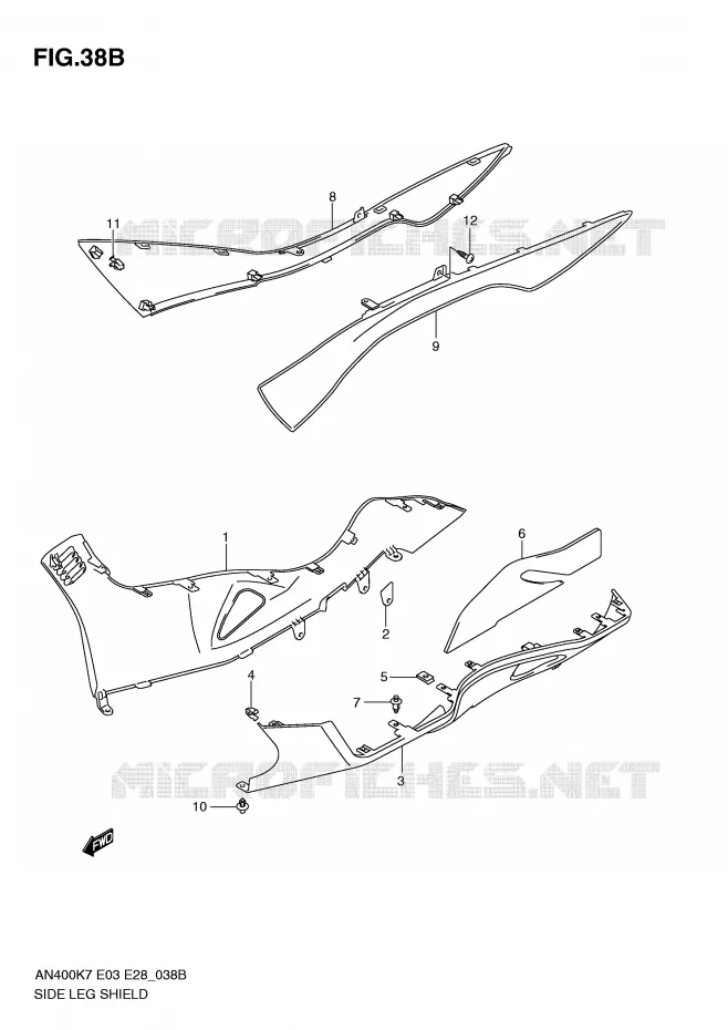 ONDERAANKLEDING (MODEL L0) Suzuki SCOOTER 400 BURGMAN 2010  AN400ZAL0(E3/E28)