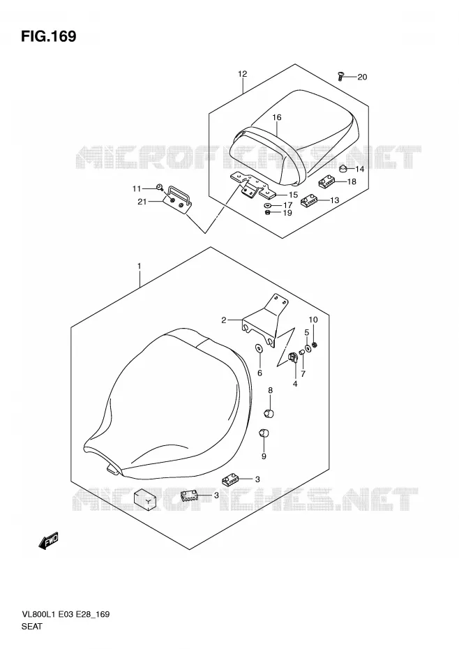 SEAT (VL800CL1 E33) Suzuki MOTO 800 VOLUSIA 2011  VL800TL1(E3/E28)