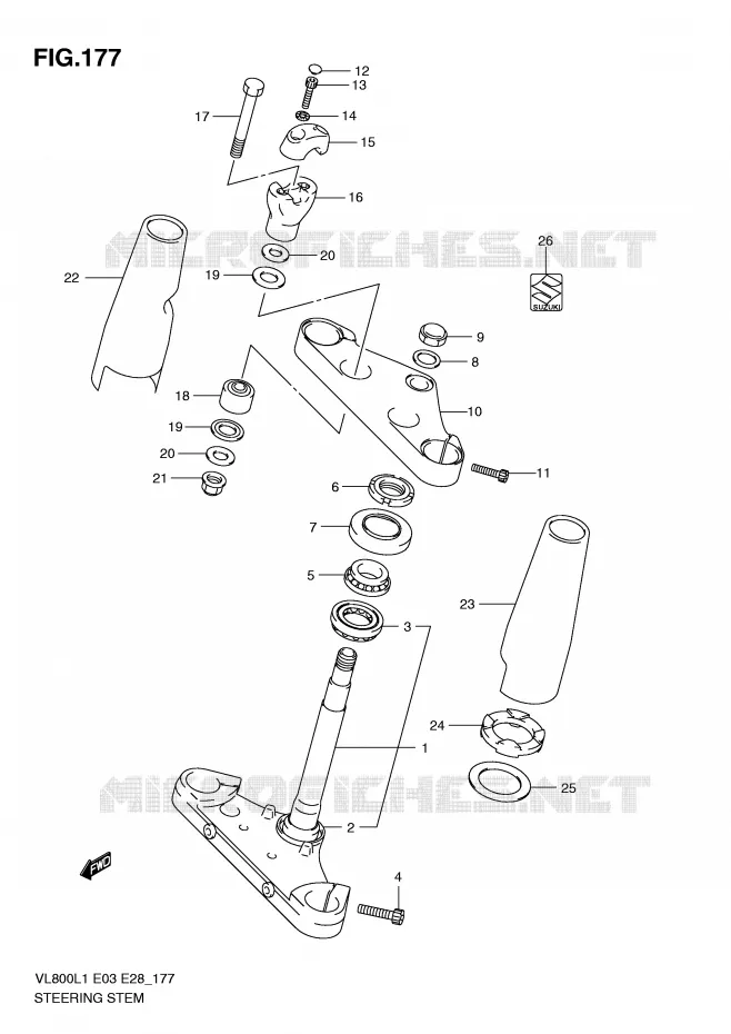 STUURKOLOM (VL800CL1 E3) Suzuki MOTO 800 VOLUSIA 2011  VL800CL1(E3/E28)