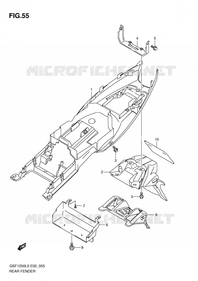 ACHTERSPATBORD (GSF1250AL0) Suzuki MOTO 1250 BANDIT 2010  GSF1250AL0(E2)