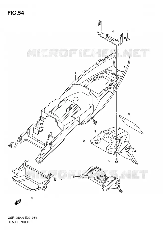 ACHTERSPATBORD (GSF1250L0) Suzuki MOTO 1250 BANDIT-N 2010  GSF1250L0(E2)