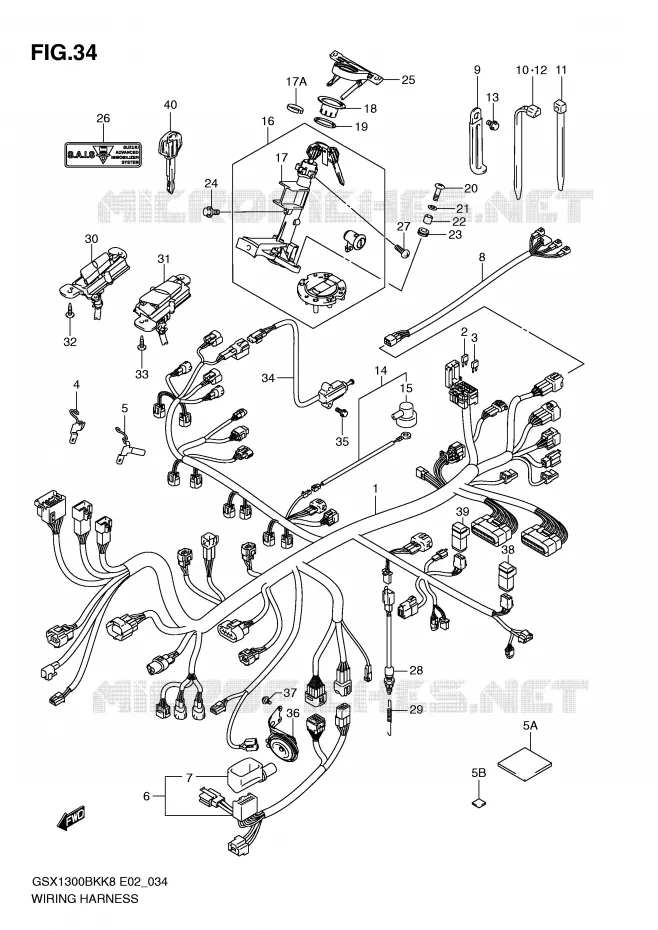 BEDRADING (GSX1300BK/U2/UF) Suzuki MOTO 1300 B-KING 2010  GSX1300BKU2K8(E2)