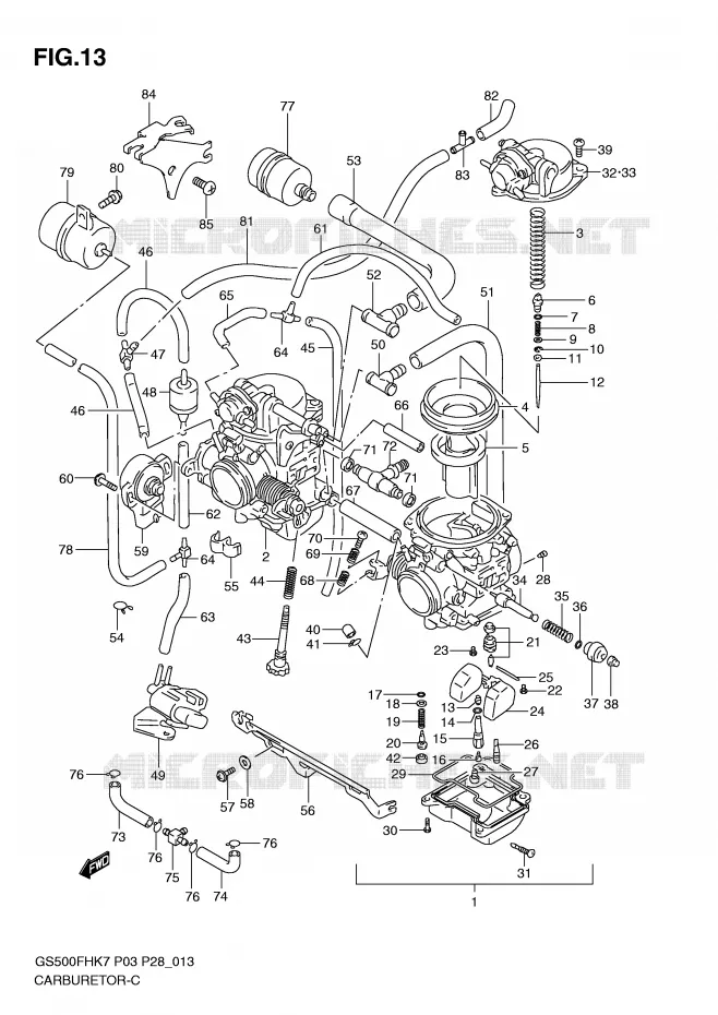 CARBURATOR Suzuki MOTO 500 GS-F 2010  GS500FHL0(P3)