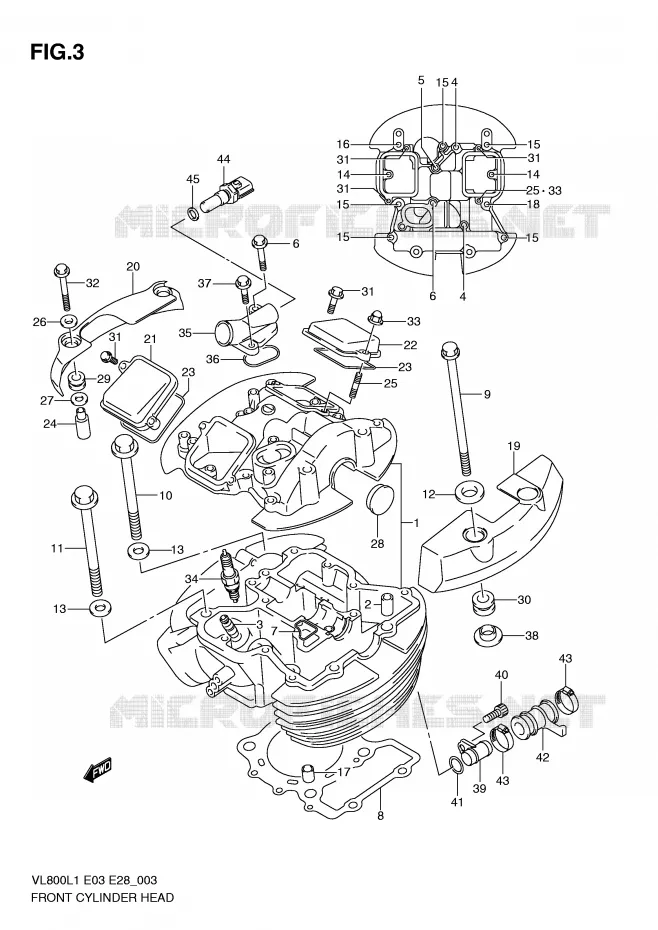 FRONT CILINDERKOP (VL800L1 E28) Suzuki MOTO 800 VOLUSIA 2011  VL800CL1(E3/E28)