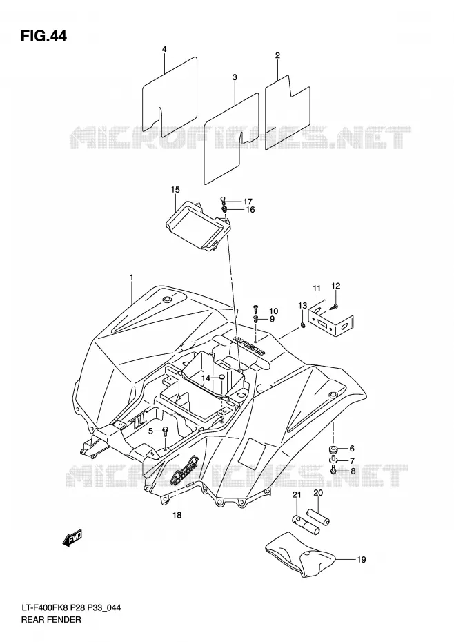 ACHTERSPATBORD (LT-F400FK8/FK9/FUL0) Suzuki QUAD 400 KINGQUAD 2010  LT-F400FUL0(P28/P33)