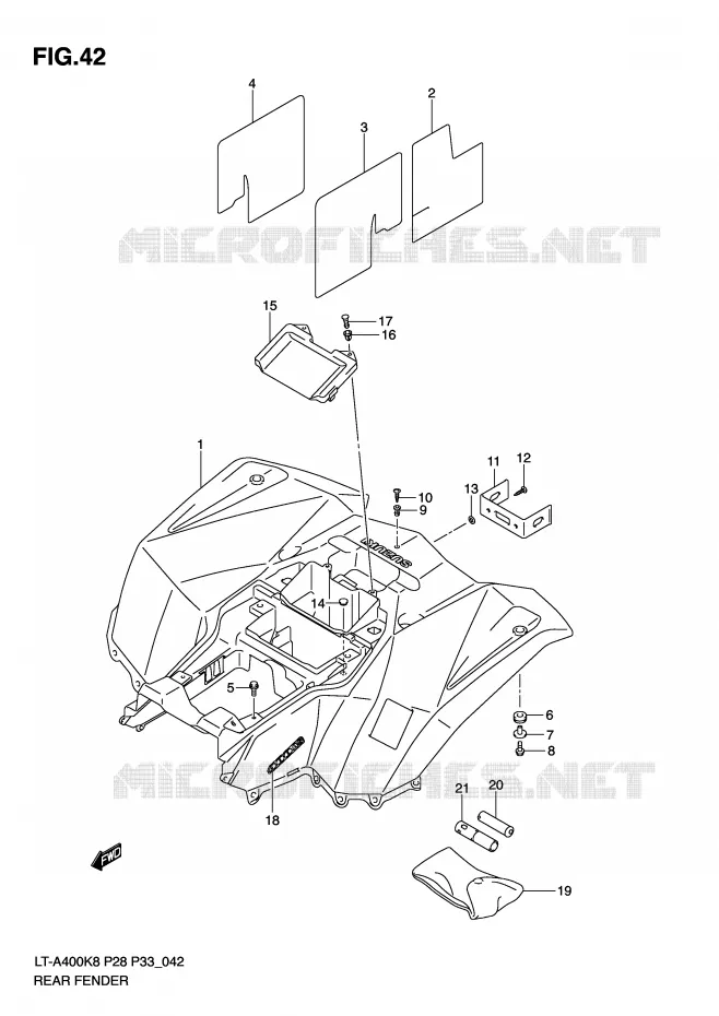 ACHTERSPATBORD (MODEL K8/K9) Suzuki QUAD 400 EIGER 2009  LT-A400K9(P28/P33)