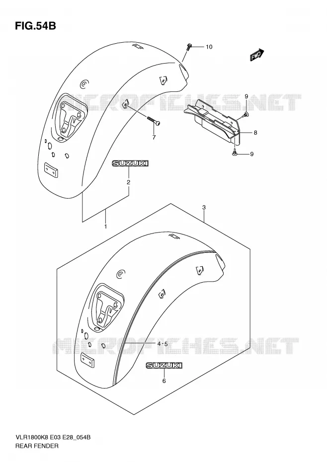 ACHTERSPATBORD (MODEL L0) Suzuki MOTO 1800 BOULEVARD 2009  VLR1800K9(E3/E28)