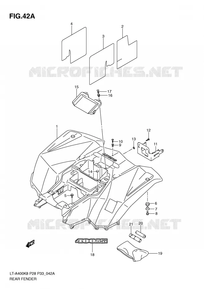 ACHTERSPATBORD (MODEL L0) Suzuki QUAD 400 KINGQUAD 2010  LT-A400L0(P28/P33)