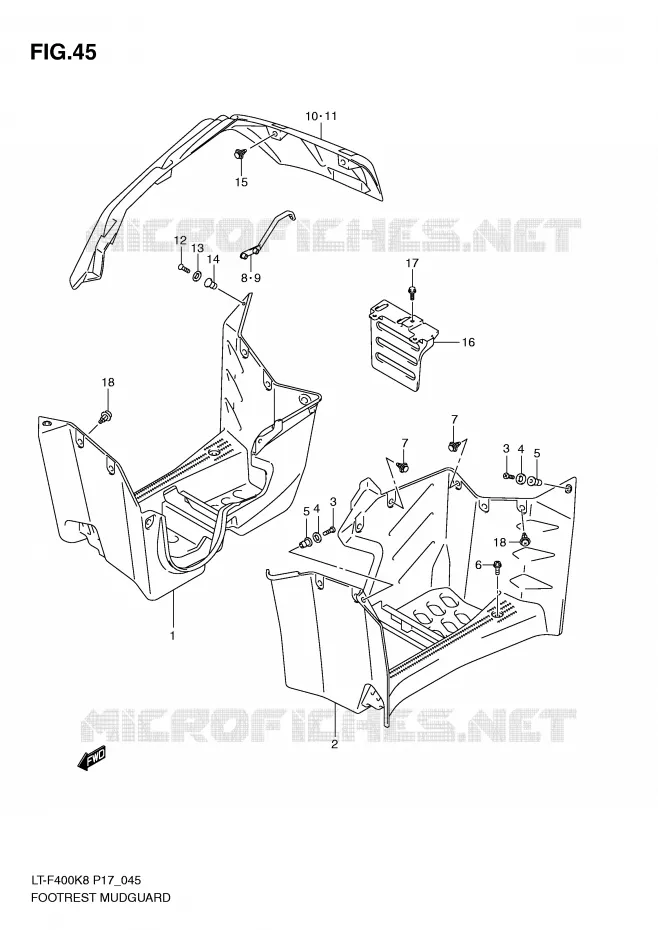 FOOTREST - SPATBORD Suzuki QUAD 400 KINGQUAD 2008  LT-F400K8(P17)