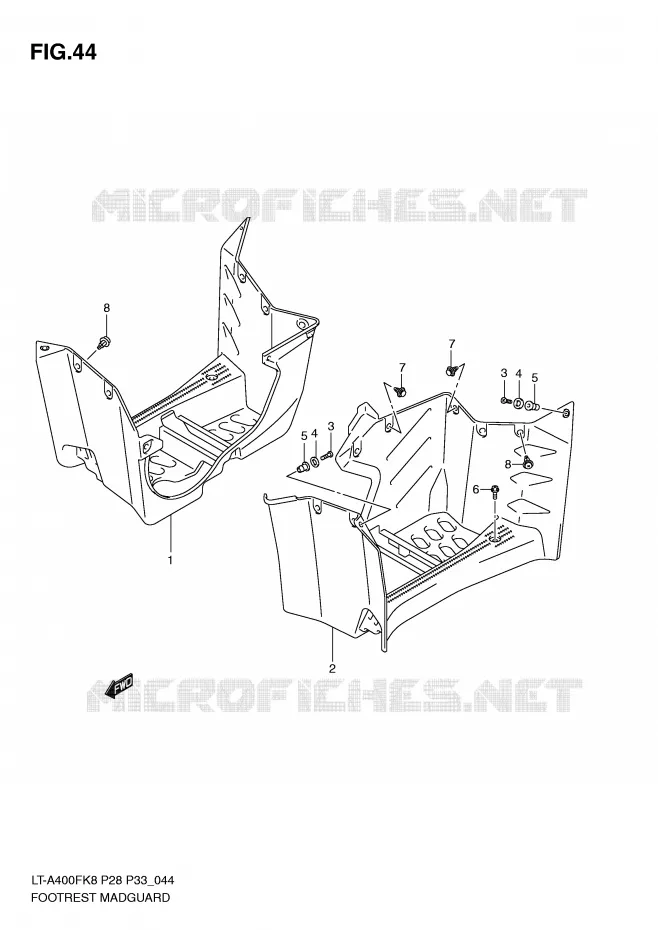 FOOTREST - SPATBORD Suzuki QUAD 400 KINGQUAD 2010  LT-A400FUL0(P28/P33)