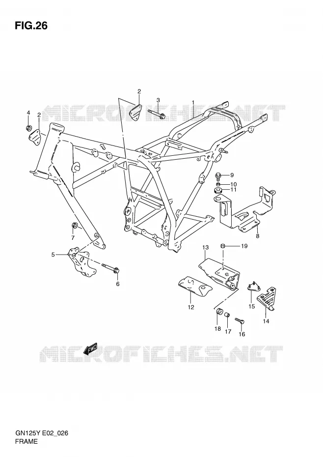 FRAME (MODELE V/W/X) Suzuki MOTO 125 GN 2000  GN125Y(E4)