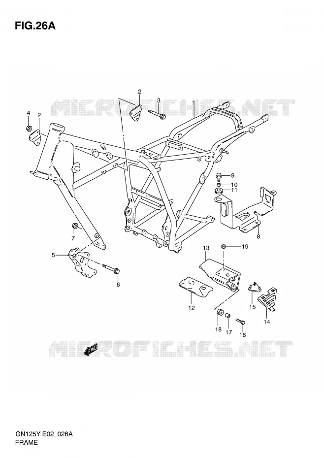 FRAME (MODELE Y/K1) Suzuki MOTO 125 GN 1998  GN125UW(E2)