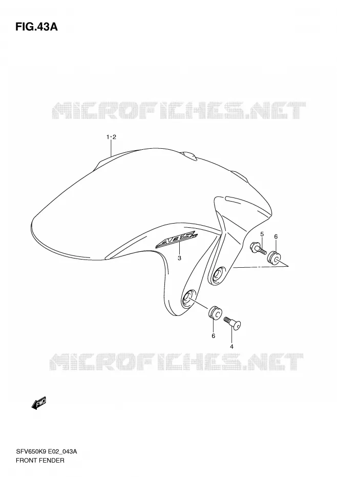 FRONT FENDER (MODEL L0) Suzuki MOTO 650 GLADIUS 2010  SFV650L0(E2)