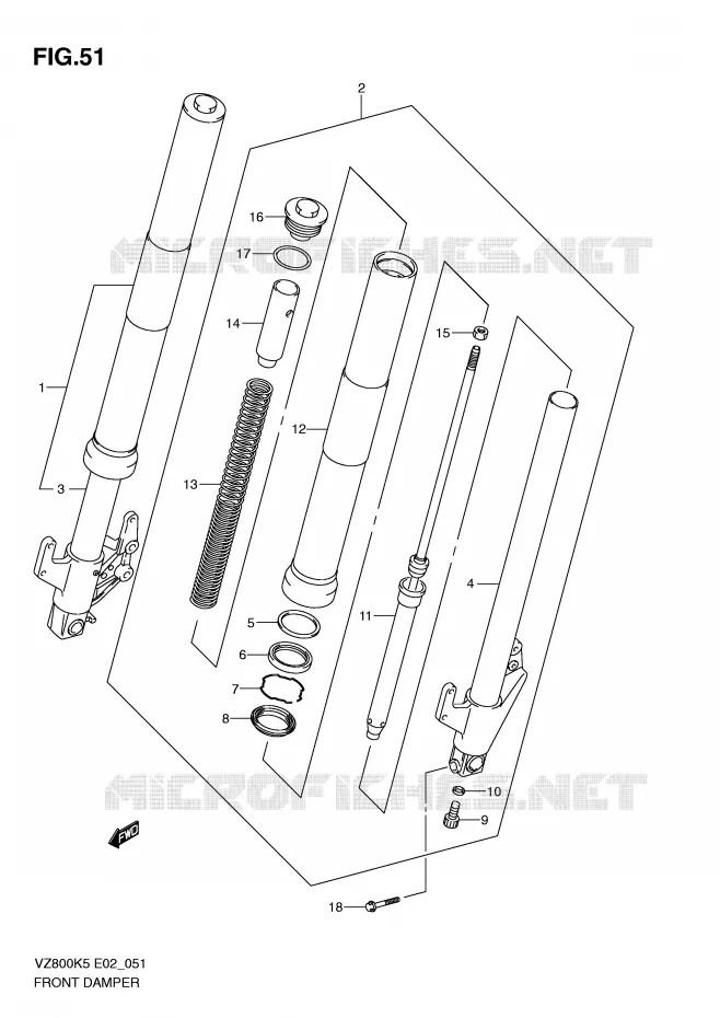 FRONT SCHOKDEMPER Suzuki MOTO 800 MARAUDER 2005  VZ800K5(E2)