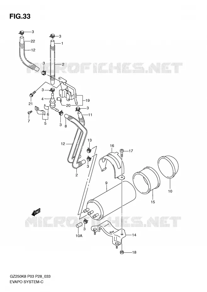 FUEL EVAP SYSTEM (P33) Suzuki MOTO 250 MARAUDER 2010  GZ250L0(P3)