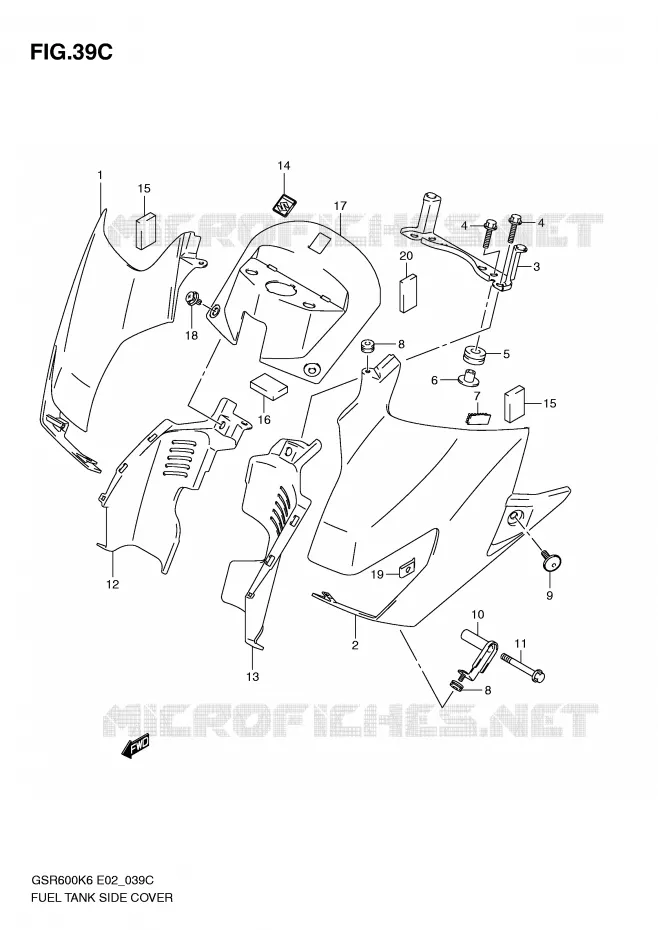 FUEL TANK ZIJKLEP (MODEL L0) Suzuki MOTO 600 GSR 2010  GSR600L0(E2)