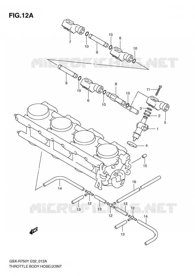 GASKLEPHUIS SLANG / JOINT (MODELE K1) Suzuki MOTO 750 GSX-R 2000  GSX-R750U1Y(E2)