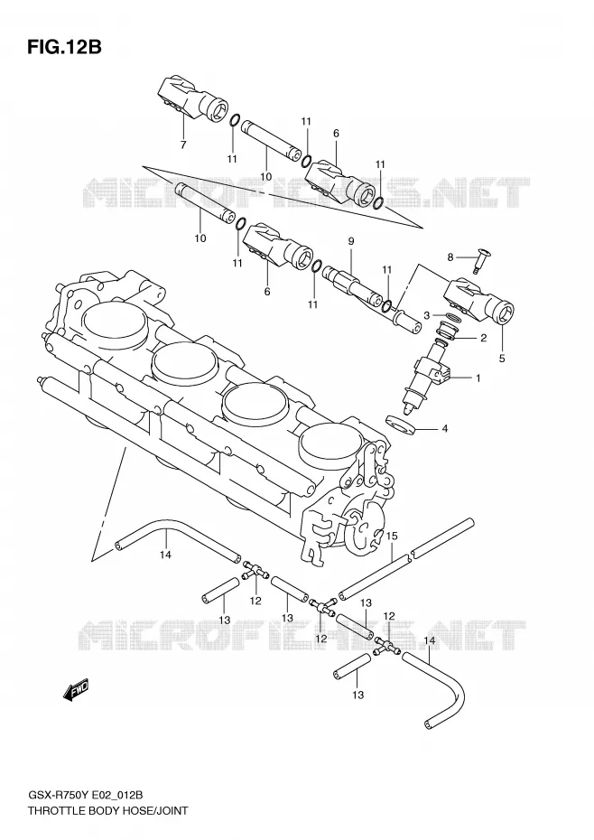 GASKLEPHUIS SLANG / JOINT (MODELE K2/K3) Suzuki MOTO 750 GSX-R 2002  GSX-R750U1K2(E2)