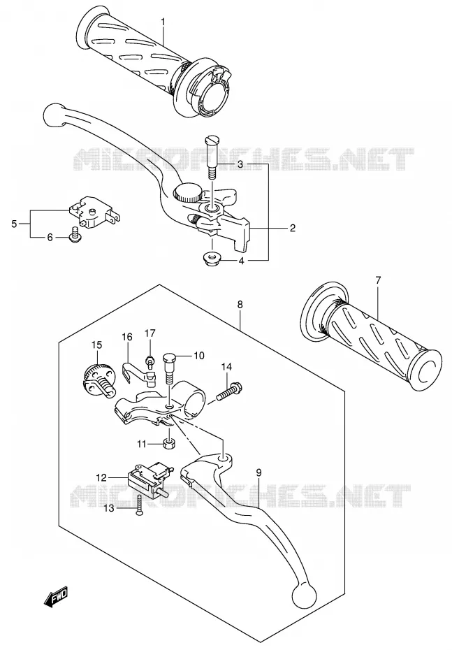 HANDGRIPS - LEVERS Suzuki MOTO 750 GSX-R 2003  GSX-R750K3(E2)