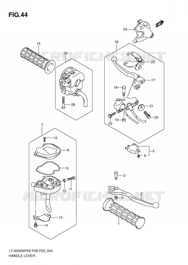 HANDGRIPS - LEVERS Suzuki QUAD 500 VINSON 2009  LT-A500XPK9(P28/P33)