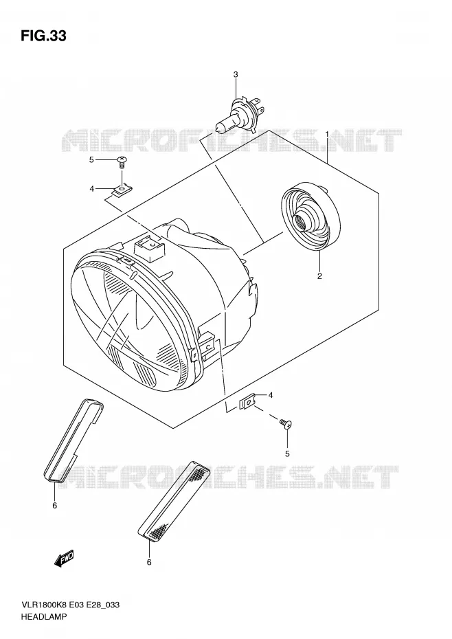 KOPLAMP Suzuki MOTO 1800 BOULEVARD 2010  VLR1800TL0(E3/E28)