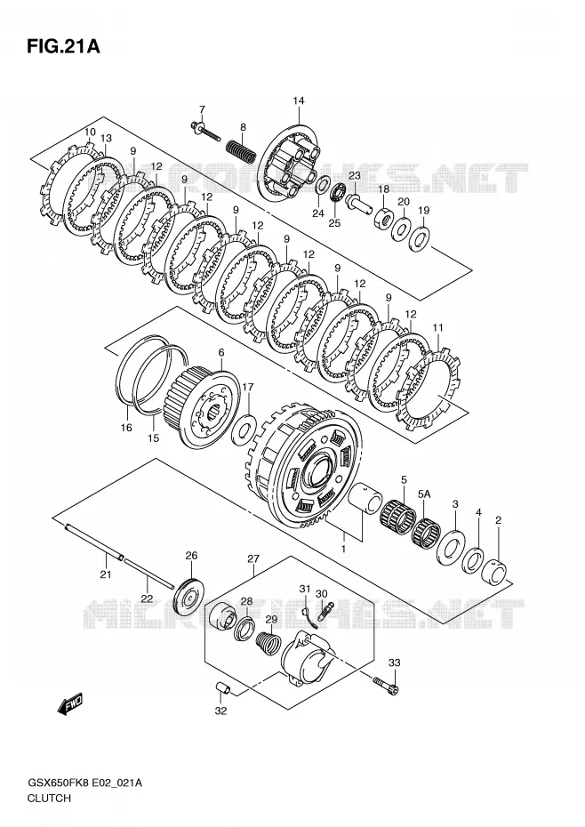 KOPPELING (MODEL K9/L0) Suzuki MOTO 650 GSX-F 2010  GSX650FL0(E2)