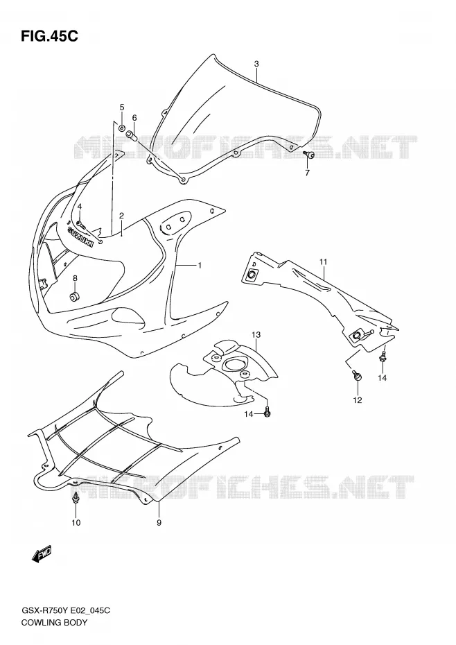 KUIP - ETIKETTEN (MODELE K3) Suzuki MOTO 750 GSX-R 2001  GSX-R750U2K1(E2)