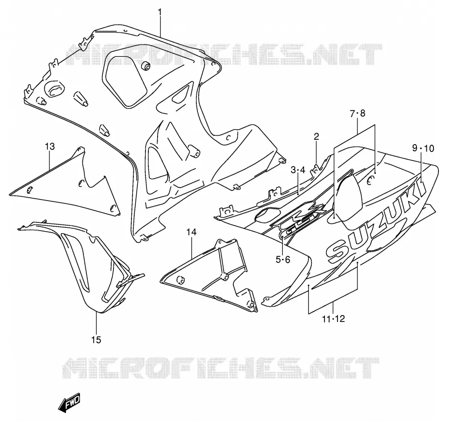 ONDER COWLING (MODELE K1) Suzuki MOTO 750 GSX-R 2000  GSX-R750U1Y(E2)