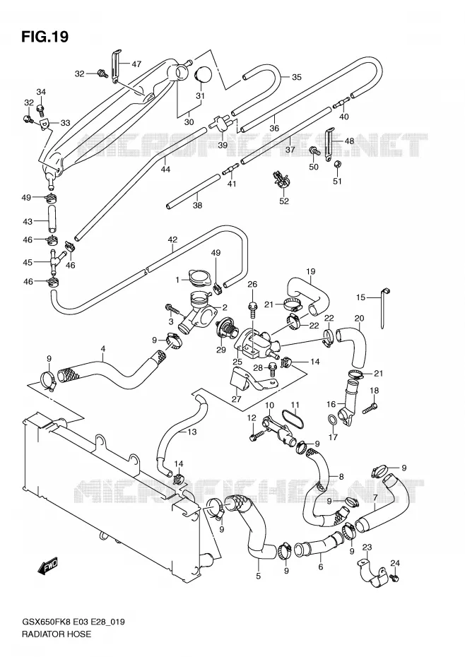RADIATOR SLANG Suzuki MOTO 650 GSX-F 2009  GSX650FK9(E3/E28)