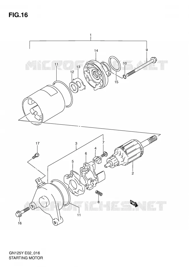 STARTMOTOR (MODELE V/W/X/Y) Suzuki MOTO 125 GN 2000  GN125Y(E4)