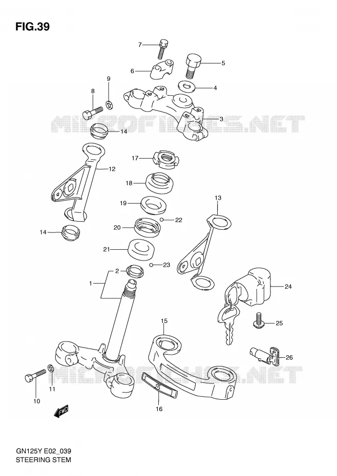 STUURKOLOM (MODELE V/W/X) Suzuki MOTO 125 GN 2001  GN125EK1(E2)
