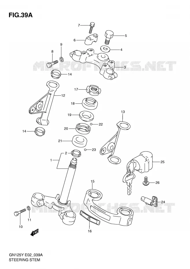 STUURKOLOM (MODELE Y/K1) Suzuki MOTO 125 GN 2000  GN125EY(E2)