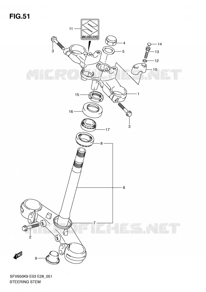 STUURKOLOM Suzuki MOTO 650 GLADIUS 2010  SFV650L0(E3/E28)