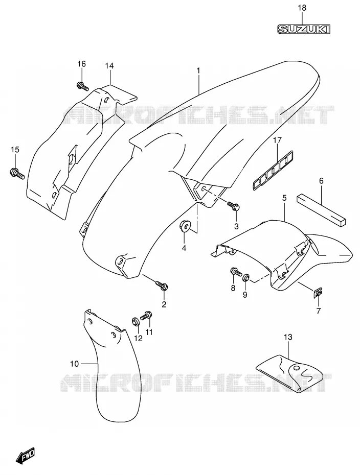 ACHTERSPATBORD (MODELE K4) Suzuki MOTO 400 DR-Z 2003  DR-Z400K3(E3/E28)