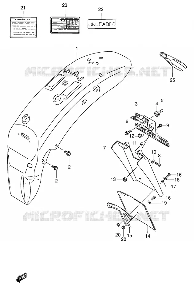 ACHTERSPATBORD (MODELE S) Suzuki MOTO 600 INTRUDER 1995  VS600GLS(E2)