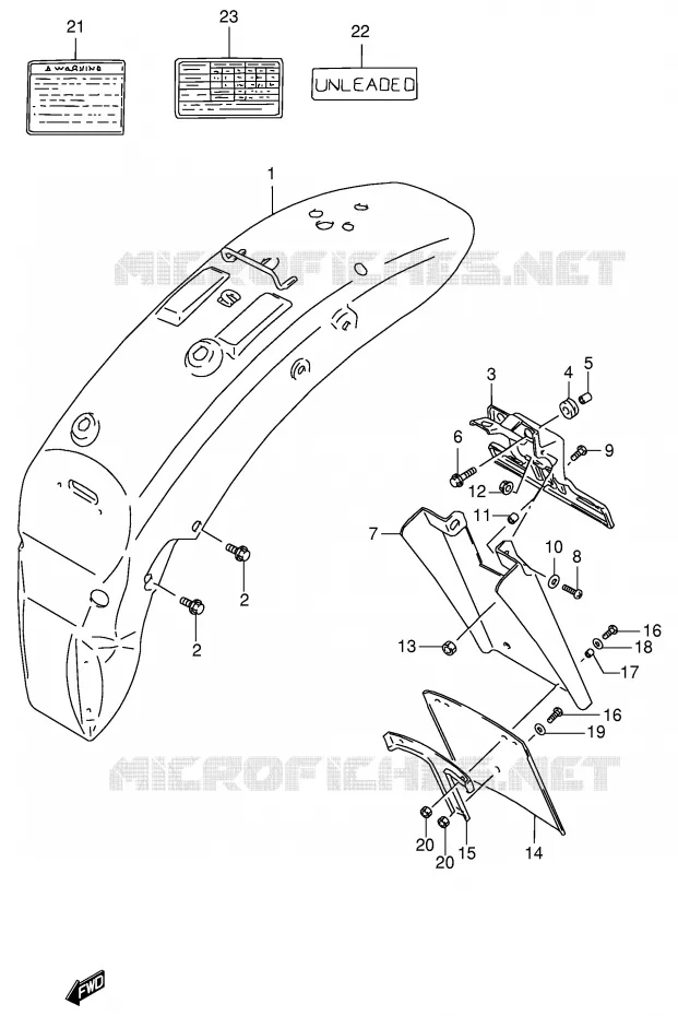 ACHTERSPATBORD (MODELE T/V) Suzuki MOTO 600 INTRUDER 1996  VS600GLUT(E2)